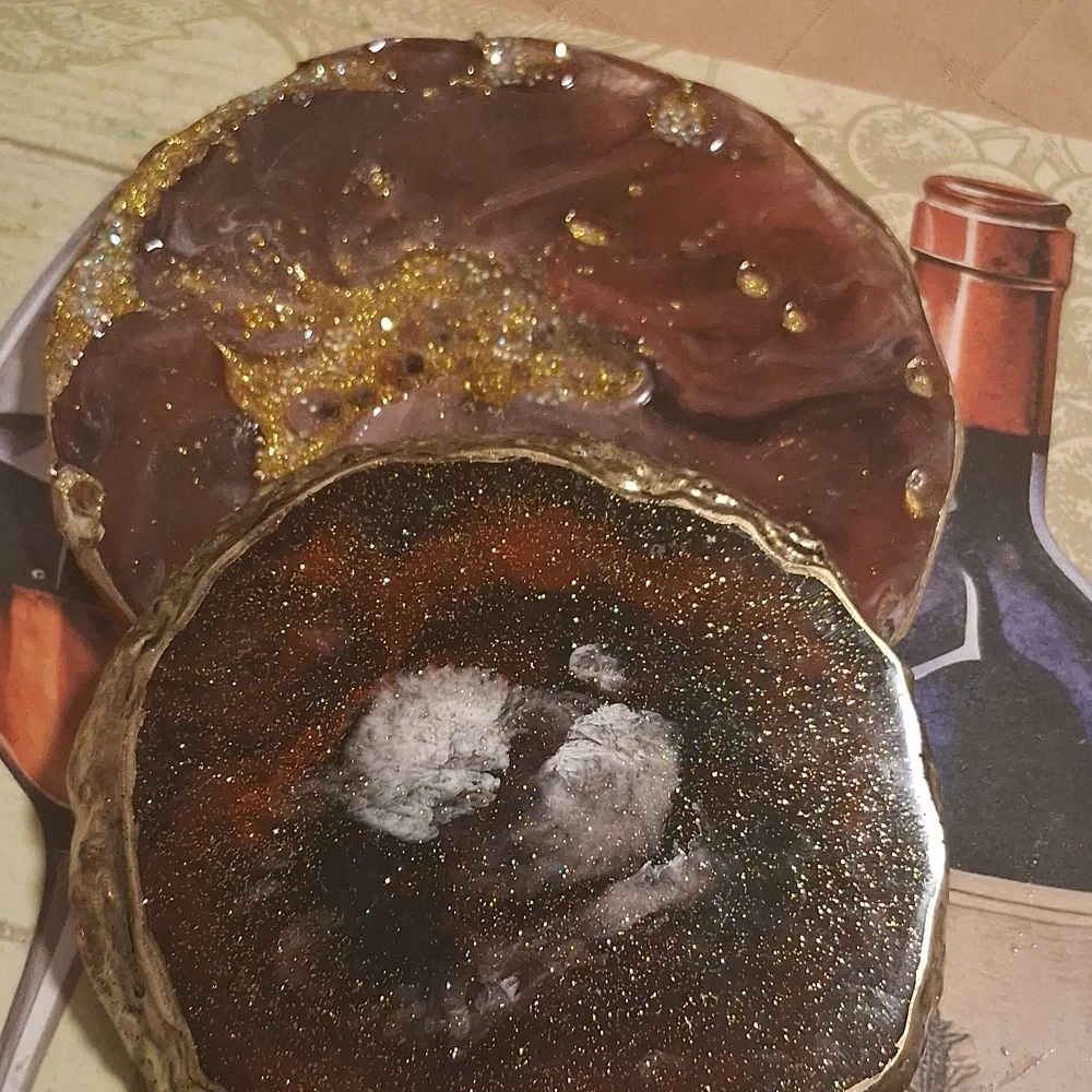 Handcrafted Gold Resin Coasters Set - Picture 7 of 10